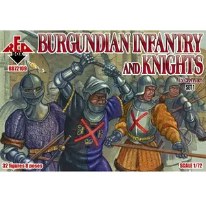 Figurines Ensemble d'infanterie bourguignonne et de chevaliers 1 15 c 1/72 - Red Box Figurines historiques  - RB72109 