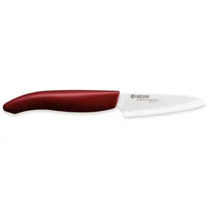 Petit couteau d’office, lame blanche 7,5 cm manche rouge KYOCERA