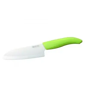 Santoku, lame blanche 14cm manche vert KYOCERA pas cher