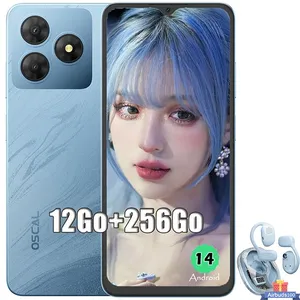Smartphone Oscal FLAT 2 6,56 pouces 12Go+256Go/SD 2To 5000mAh Android 14 Dual SIM Bleu avec Blackview Airbuds 100 pas cher