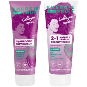 Duo shampoing et masque collagène pour cheveux très abîmés - Energie Fruit pas cher