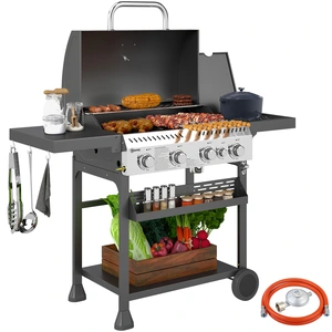 ALMASTORE Barbecue A Gaz 4 Bruleurs Principaux 1 Bruleur Lateral 135x5... pas cher