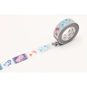 Masking Tape 7 m x 15 mm Kimono Papillons & Fleurs Yukuta pas cher
