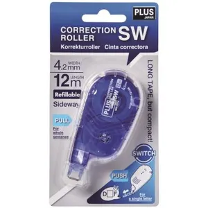 Comparateur de prix : PLUS JAPAN Roller de Correction Lateral Rechargeable SW 12m x 4.2mm Bleu