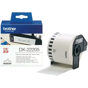 Comparateur de prix : Ruban papier Brother P-TOUCH DK-22205 - Thermique directe - 62mm x 30.48m