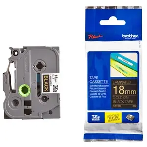 Comparateur de prix : Ruban étiqueteuse laminé BROTHER P-TOUCH TZE-344 - 18mm - Or sur noir