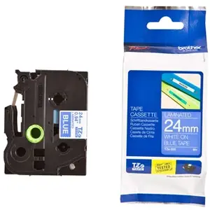 Brother - Ruban imprimante TZE555, 24mm, blanc printing/blue (TZe-555) pas cher
