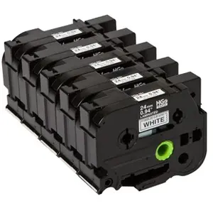 Brother HGE-251V5 - ruban lamine - 5 cassette(s) - Rouleau (2,4 cm x 8 m) pas cher