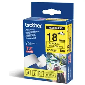 Comparateur de prix : BROTHER TZe-FX641 Ruban original Laminé flexible, Noir sur fond Jaune, 18 mm, 8 M