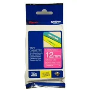 Brother TZEMQP35 Ruban mat laminé blanc sur rose 12mmx5m pas cher