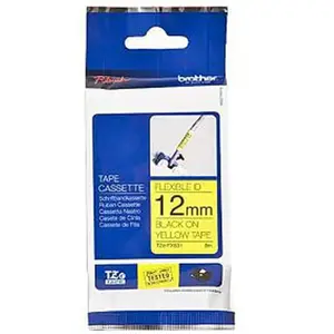 Comparateur de prix : Brother TZE-FX631 Ruban fléxible largeur 12mm Noir sur Jaune 8m
