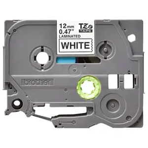 brother tze231 laminated tapes 12mm 8m black on white background pas cher