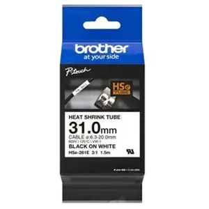 Ruban laminé pour etiqueteuses brother hse261e blanc noir (1 unité) pas cher