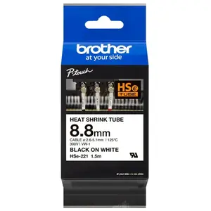 Brother HSe-221 (HSE-221) - (8,8 mm) - Noir sur blanc - Ruban pas cher