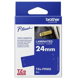 BROTHER Ruban-TZEPR955-24mm Blanc sur fond Argent Premium-Qt 1 pas cher