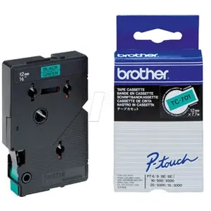 Ruban d'étiquettes BROTHER P-TOUCH TC-701 - Noir / Vert - 12mm pas cher