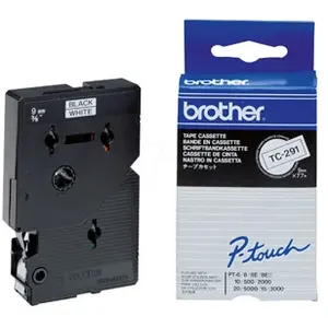 Brother TC 291 Ruban Laminé largeur 9 mm Noir sur Blanc 8m pas cher