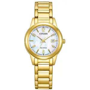Montre Pierre Lannier Femme - Cadran Doré 049B5 - Bracelet Cuir Blanc (Pile à Changer)
