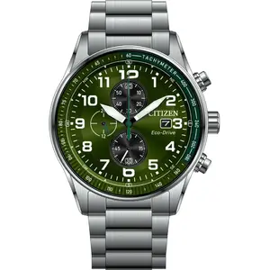 Montre Hommes Citizen - CA0770-72X - Acier inoxydable - Cadran vert - Énergie solaire pas cher