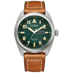 Montre Hommes CITIZEN Eco-Drive Analogique Bracelet Cuir Marron BM8560-11X pas cher