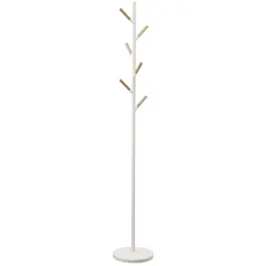 Comparateur de prix : Yamazaki 2814 PLAIN Coat Hanger, white, Steel/Wood, 28 x 28 x 177 cm