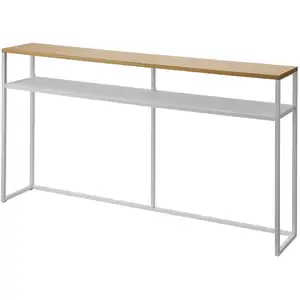 Console avec étagère en acier blanc et bois 126x20,5x65cm - Yamazaki pas cher