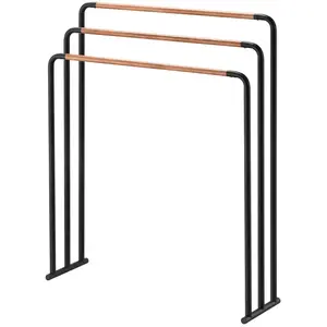 Yamazaki 7468 Plain Bath Towel Hanger, Black, Steel/Wood, 70 x 19 x 83 cm pas cher