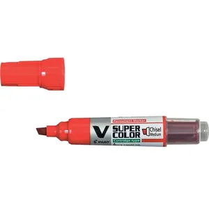 PILOT - Ecriture - Marqueur Permanent V-Super Color pointe biseautée moyen rouge pas cher