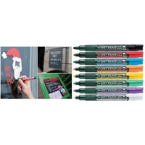 Comparateur de prix : Pentel - Lot de 12 - marqueur WET ERASE CHALK, pointe biseautée, blanc