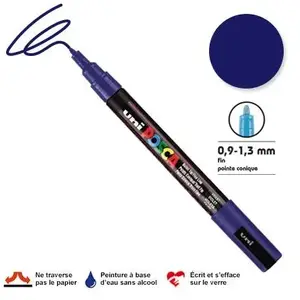 Comparateur de prix : Uni-Ball Marqueur POSCA - Pointe Conique Fine - Bleu Foncé - Peinture à Base d'Eau