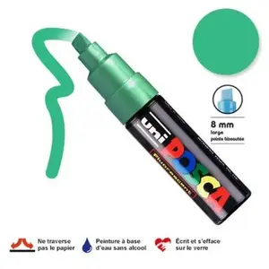 Uni-ball Posca Marqueur pointe large biseautée Vert fluo pas cher