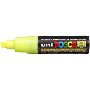 Uni-ball Posca Marqueur pointe large biseautée Jaune fluo pas cher