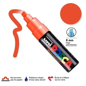Uni-ball Posca Marqueur pointe large biseautée Orange fluo pas cher