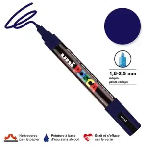 Comparateur de prix : Marqueur POSCA - Pointe Conique Moyenne - Bleu Foncé - Peinture à Base d'Eau