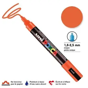 Uni-Ball Marqueur Posca pointe conique - Trait moyen 2,5 mm - Orange foncé pas cher
