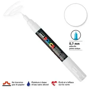 Comparateur de prix : Marqueur Posca pointe conique - Trait extra fin 0.7-1 mm - Blanc