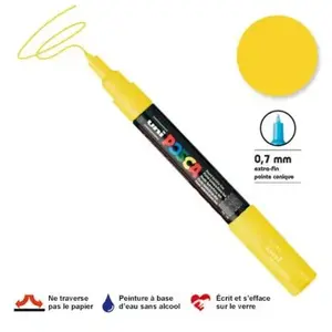 Uni-Ball Posca Marqueur - MARQUE - Jaune - Pointe extra fine 0,7/1mm - Opaque - Conique pas cher