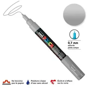 Uni-Ball Marqueur Posca pointe conique - Trait extra fin 0.7-1 mm - Argent pas cher