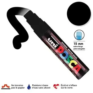 Comparateur de prix : Faber-Castell Marqueur Posca pointe biseautée - Trait extra large 15 mm - Noir