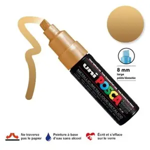 Comparateur de prix : Uni-Ball Posca - Marqueur pointe large biseautée PC-8K Or