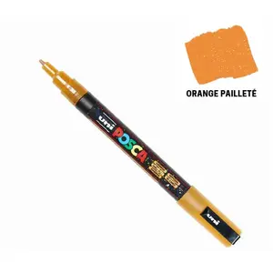 Uni-Ball Marqueur Posca - Pointe conique fine - Orange pailleté - Posca pas cher