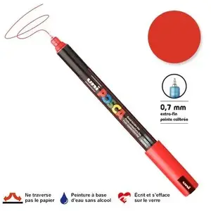 Comparateur de prix : Uni-Ball Marqueur POSCA Pointe Calibrée Rouge - Peinture Opaque à Base d'Eau