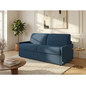 VENTE-UNIQUE Canapé 3 places convertible express en tissu CALIFE - Bleu foncé - Couchage 140 cm - Matelas 22 cm pas cher