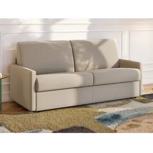 VENTE-UNIQUE Canapé 3 places convertible express en tissu beige - Couchage 140 cm - Matelas 14 cm CALIFE pas cher