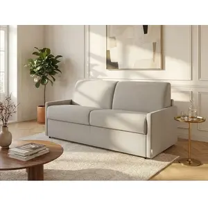 Vente-Unique Canapé 3 places convertible express en tissu beige - Couchage 140 cm - Matelas 22 cm CALIFE pas cher