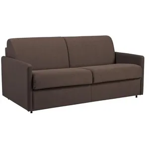 Vente-Unique Canapé 3 places convertible express en tissu marron - Couchage 140 cm - Matelas 22 cm CALIFE pas cher