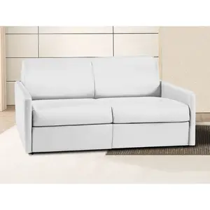 VENTE-UNIQUE Canapé 3 places convertible express en simili CALIFE - Blanc - Couchage 140 cm - Matelas 14 cm pas cher