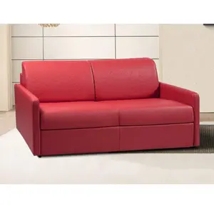 Vente-Unique Canapé 4 places convertible express en simili rouge - Couchage 160 cm - Matelas 22 cm CALIFE pas cher