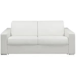 Vente-Unique Canapé 3 places convertible express en simili blanc - Couchage lattes larges 140 cm - Matelas 18 cm avec mémoire de forme CALITO pas cher