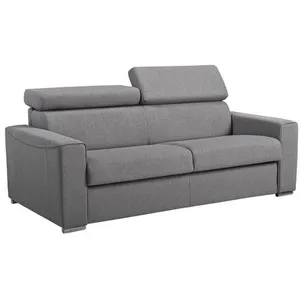 Vente-Unique Canapé 3 places convertible express en tissu gris - couchage 140 cm - Matelas 16 cm mémoire de forme VIZIR pas cher